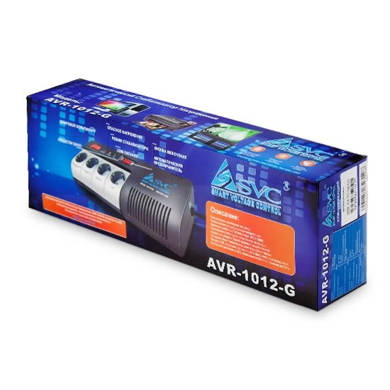 Стабилизатор SVC AVR-1012-G, 1200ВА / 720Вт, 220В, 50 Гц, серый, 417*136*90 мм