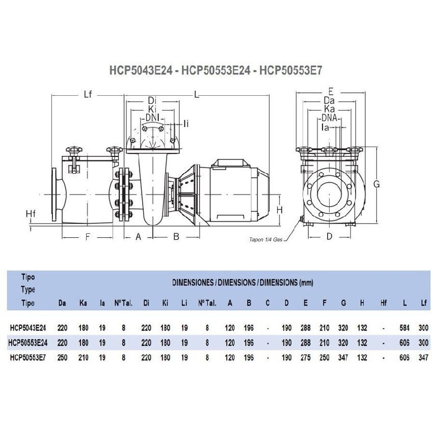 Насос Hayward HCP50553E7 (380В,  71.3 м3/ч, 5,5HP)
