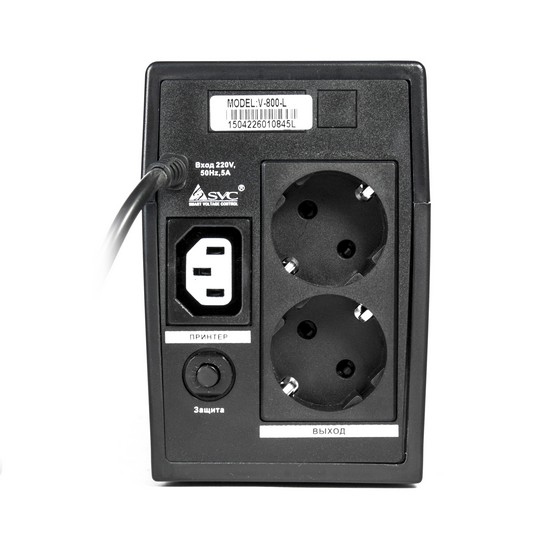 ИБП (UPS) SVC V-800-L, 800ВА / 480Вт, 220В, 3 мс, 12В/9 Ач, 140*85*260 мм