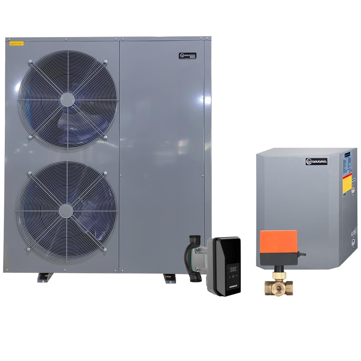 Тепловой насос ГВС сплит AquaViva AVH-22-25S+CP3W, 22 кВт, инверторный, с насосом и трёхходовым клапаном