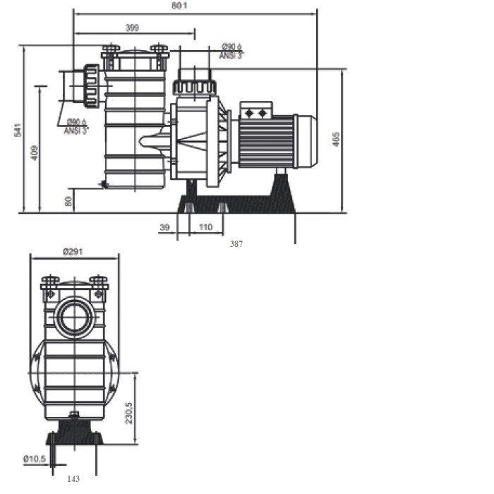 Насос Hayward HCP38253E KAP250 T1 IE3 (380В, 41 м3/ч, 2.5HP)