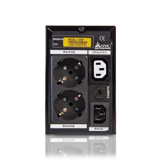 ИБП (UPS) SVC V-600-F, 600ВА / 360Вт, 220В, 3 мс, 12В/7.5 Ач, 140*85*330 мм