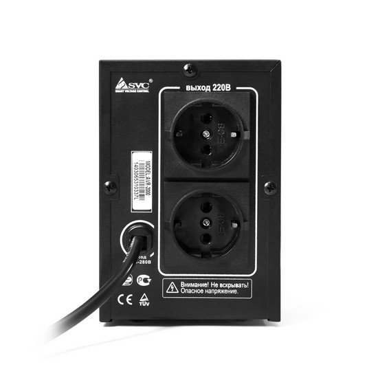 Стабилизатор SVC AVR-1000, 1000ВА / 1000Вт, 220В, 50 Гц, чёрный, 260*85*140 мм