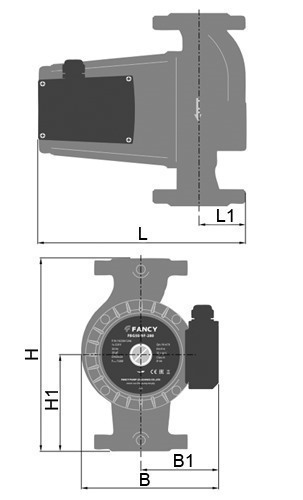 Насос циркуляционный FANCY FBG40-16F-250 Ду40x40 Ру10 однофазный односкоростной, IP44, присоединение - фланцевое, напряжение - 380 В, мощность - 1.1 кВт, максимальный напор - 16 м, производительность - 14.4 м3/ч, длина - 250 мм, корпус - чугун